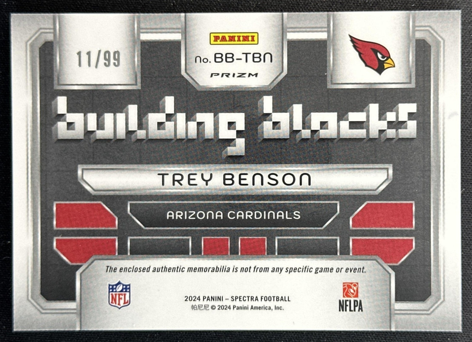 Trey Benson 2024 Panini Spectra Building Blocks /99 Cardinals