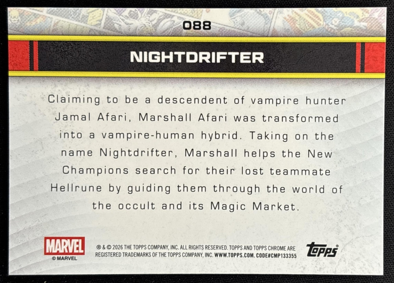 Nightdrifter 2026 Topps Chrome Marvel Comics