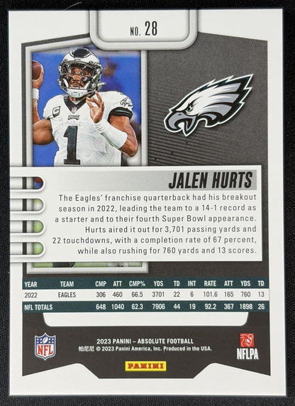 Jalen Hurts 2023 Panini Absolute Spectrum Red /100 Eagles Football