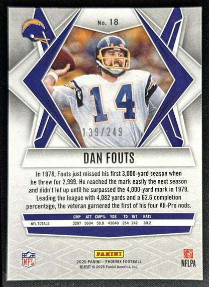 Dan Fouts 2025 Panini Phoenix Purple Winter Prizm /249 Chargers