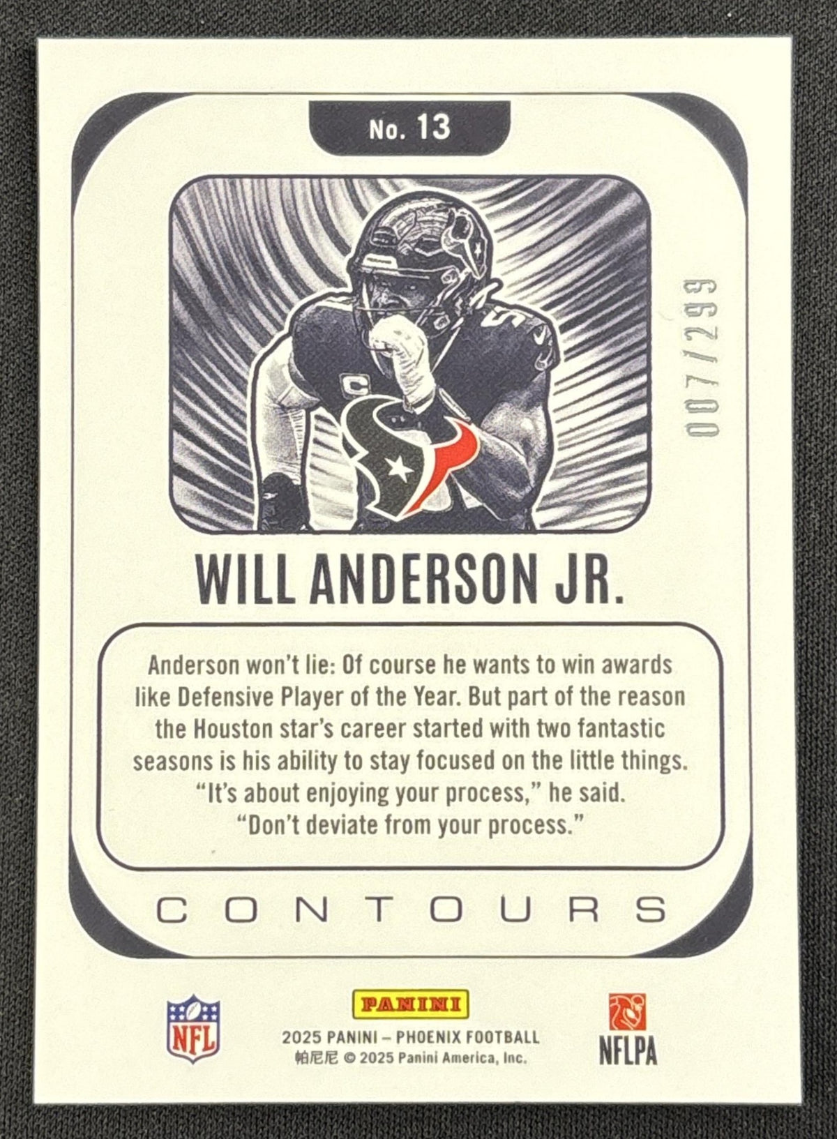 Will Anderson Jr. 2025 Panini Phoenix Contours Silver Pyramids /299 Texans