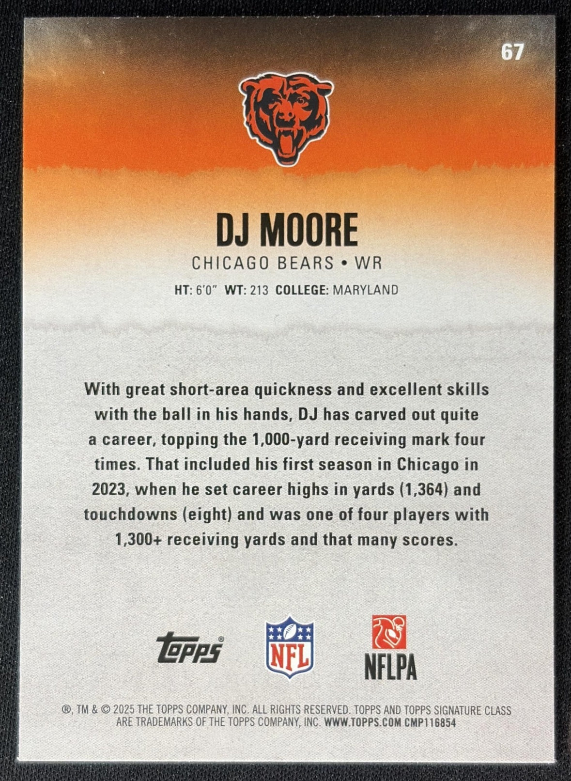 DJ Moore 2025 Topps Signature Class Veteran Red & Black Foil Bears Sports Trading Cards