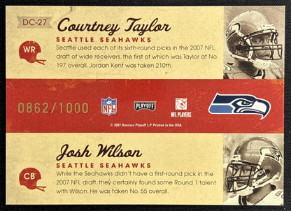 Courtney Taylor Josh Wilson 2007 Playoff Contenders Draft Class /1000 Seahawks back