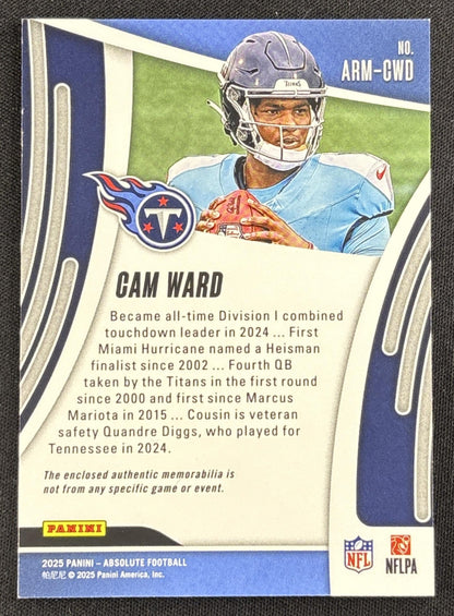 Cam Ward 2025 Panini Absolute Rookie Materials Titans