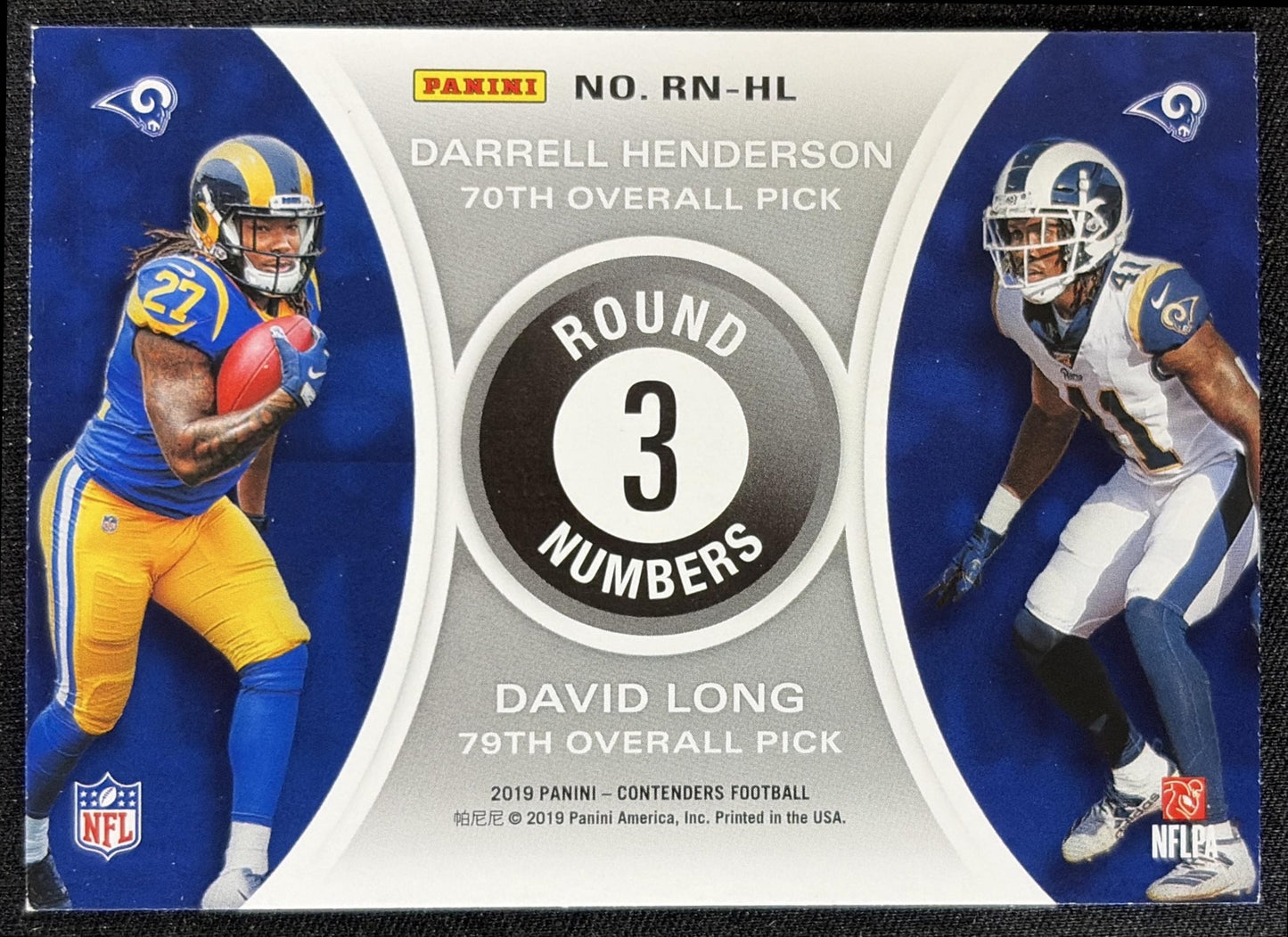 Darrell Henderson David Long 2019 Panini Contenders Round Numbers Emerald Rams