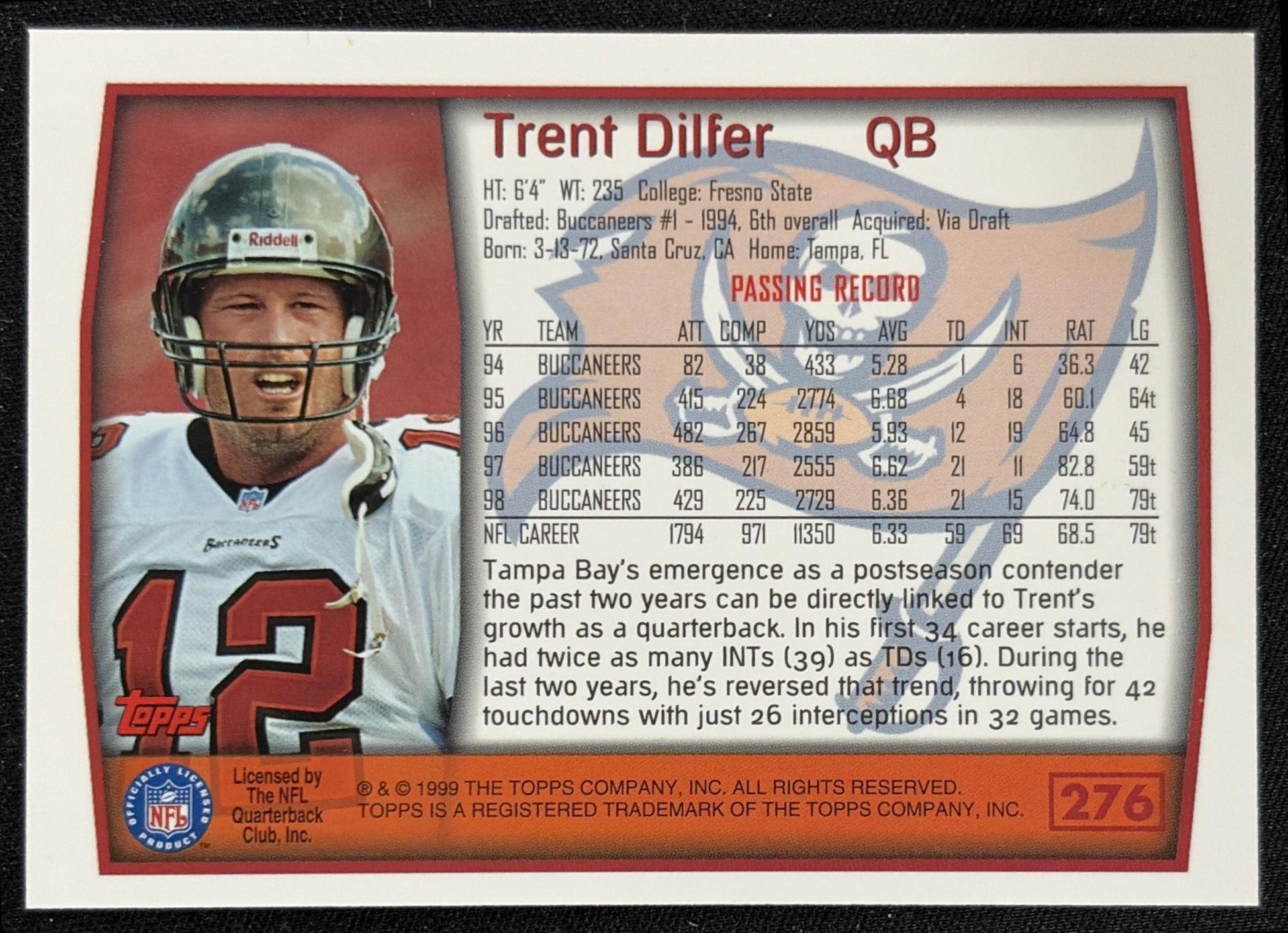 Trent Dilfer 1999 Topps Buccaneers