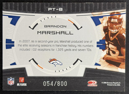 Brandon Marshall 2008 Donruss Elite Prime Targets Gold /800 Broncos