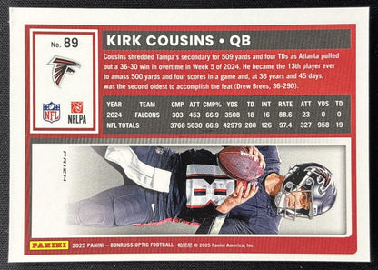 Kirk Cousins 2025 Panini Donruss Optic Jazz Prizm Falcons Sports Trading Card