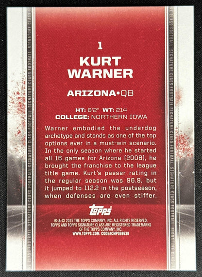 Kurt Warner 2024 Topps Signature Class Purple /100 Cardinals