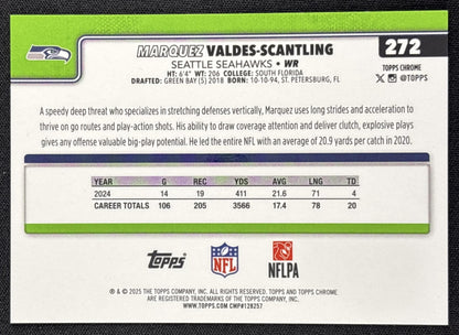 Marquez Valdes-Scantling 2025 Topps Chrome Yellow Wave Refractor /275 Seahawks
