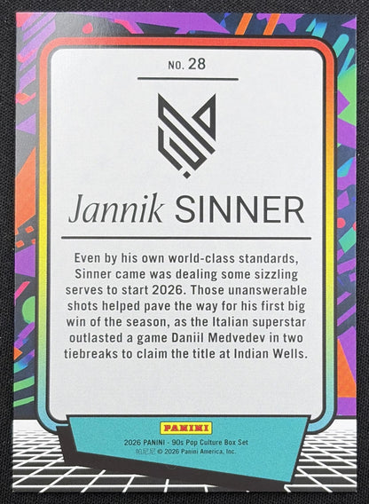 Jannik Sinner 2026 Panini 90s Pop Culture Yellow /299