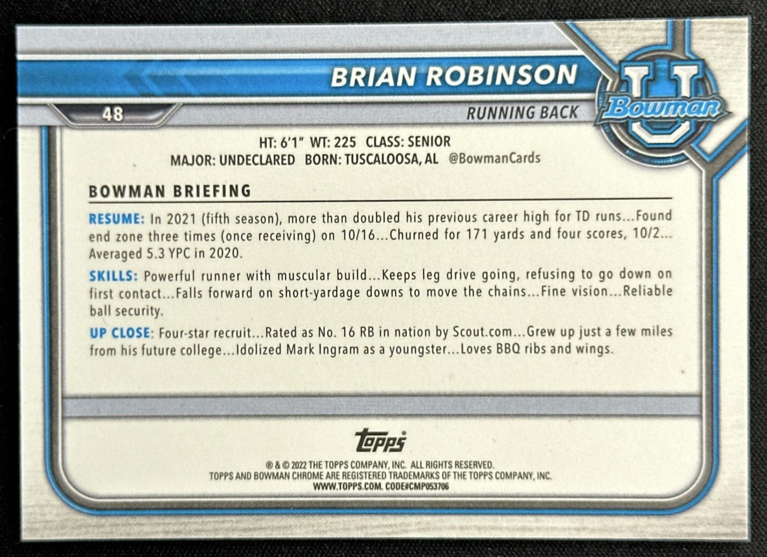 Brian Robinson 2021 University Chrome Fuschia Mini-Diamond /150 Crimson Tide