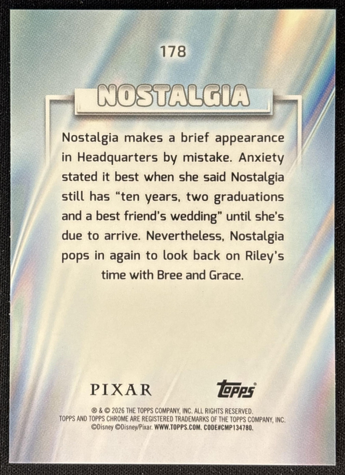 Nostalgia 2026 Topps Chrome Disney X-Fractor Inside Out 2 Back