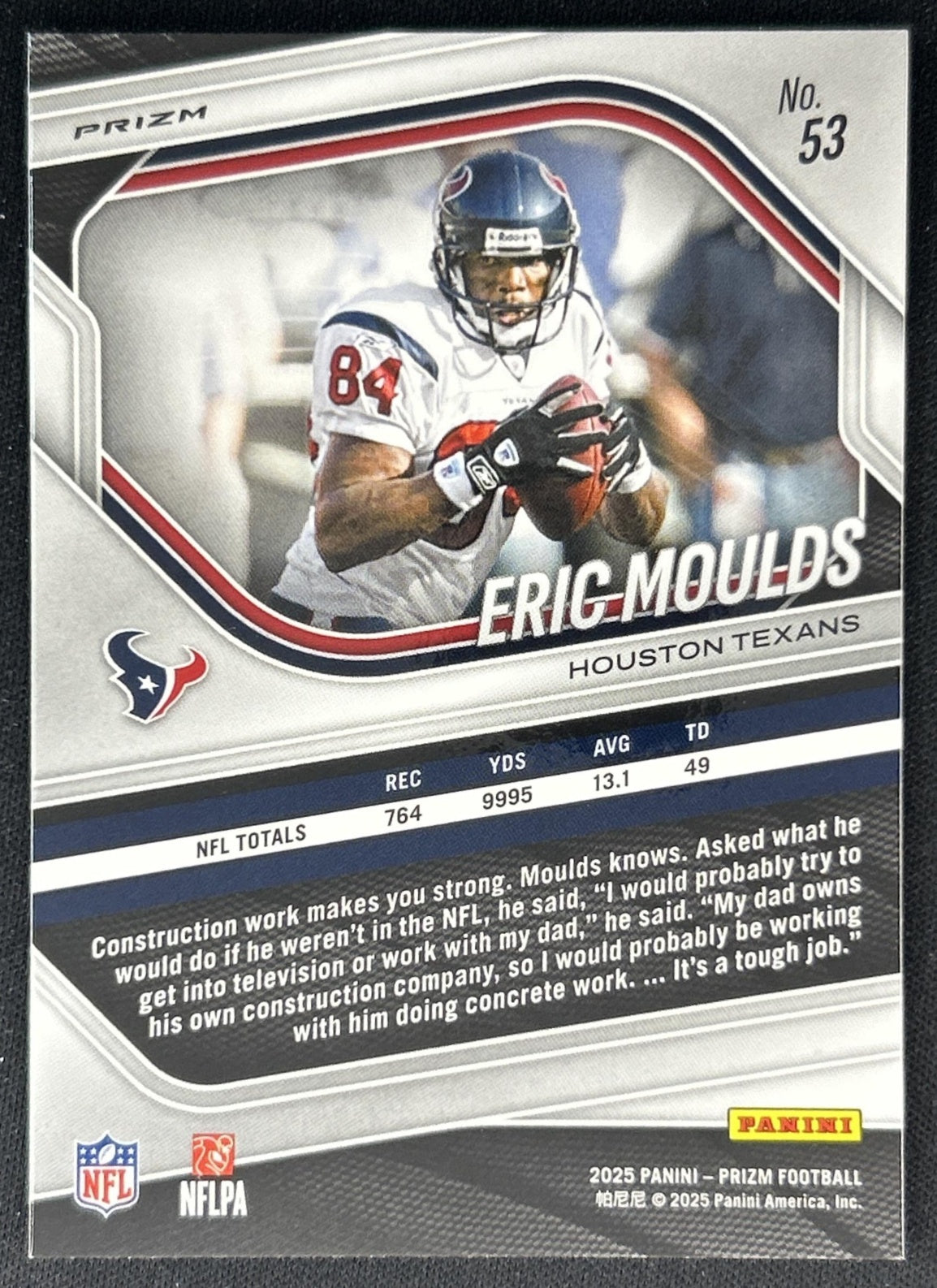 Eric Moulds 2025 Panini Prizm Red Sparkle Texans