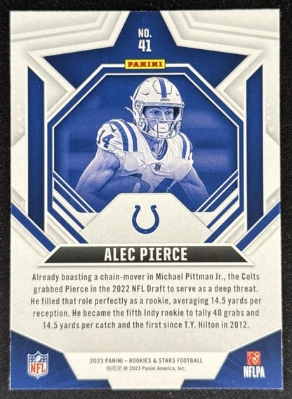 Alec Pierce 2023 Panini Rookies & Stars Red Colts Indianapolis Colts Sports Trading Card