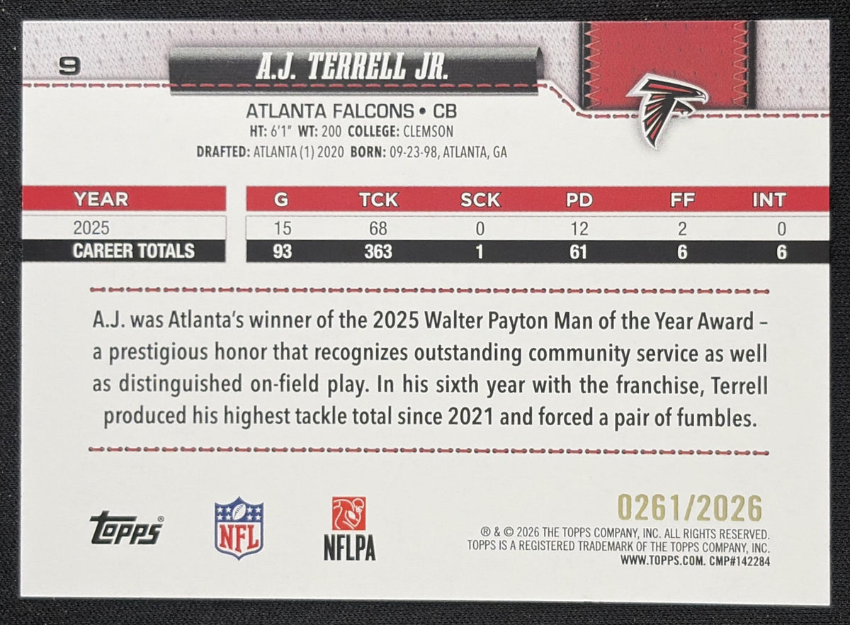 A.J. Terrell Jr. 2026 Topps Gold /2026 Falcons