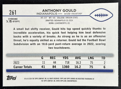 Anthony Gould 2024 Topps Chrome Purple Speckle Refractor /275 Colts back