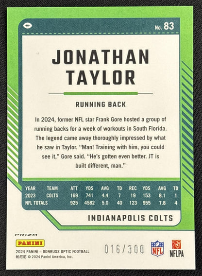 Jonathan Taylor 2024 Panini Donruss Optic Wave /300 Colts