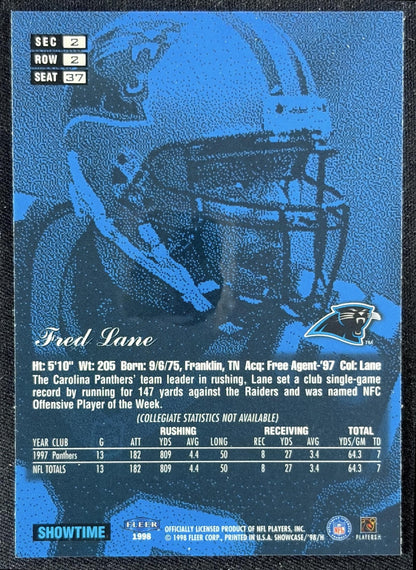 Fred Lane 1998 Fleer Flair Showcase Row 2 Style Panthers