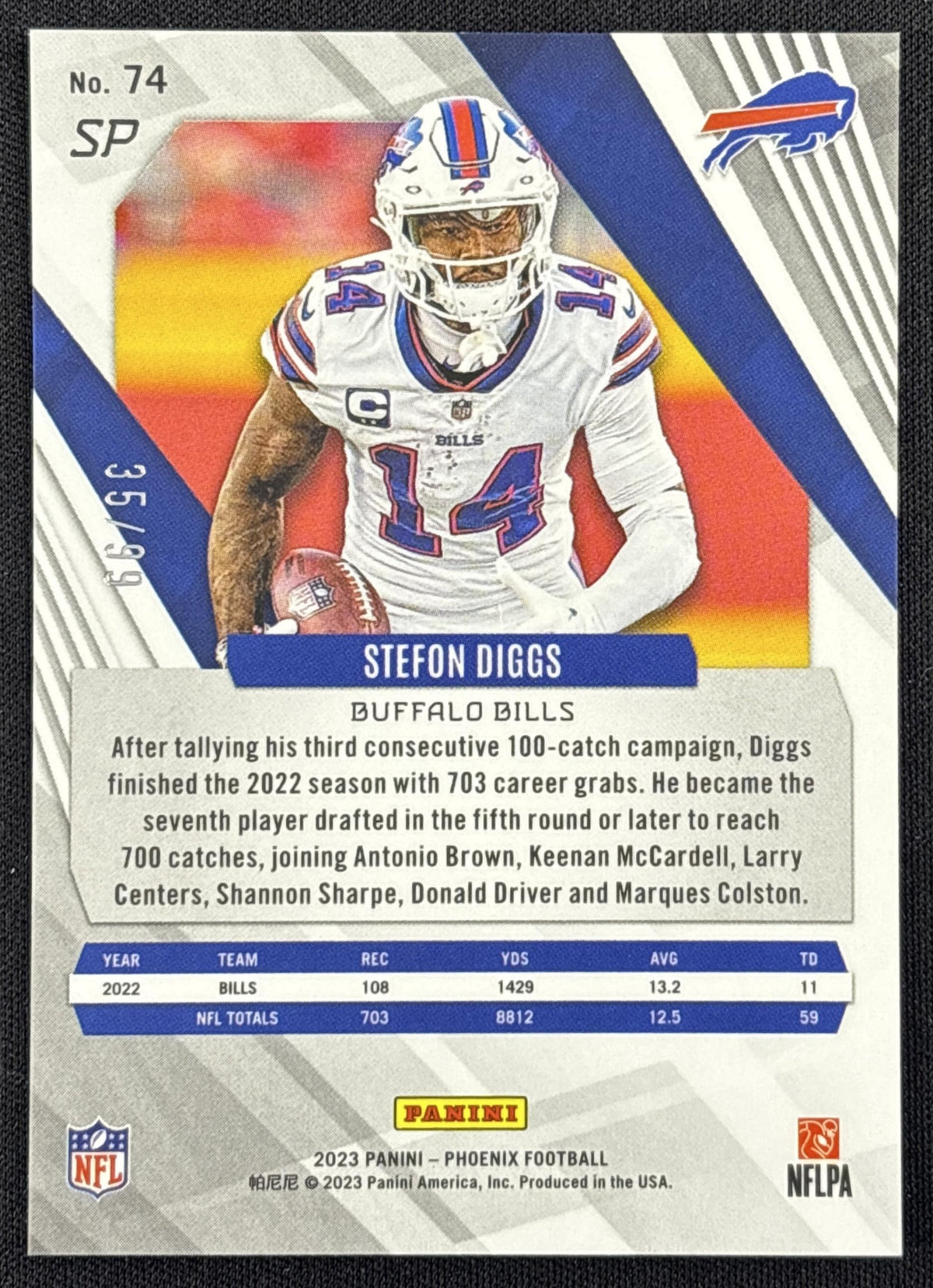 Stefon Diggs 2023 Panini Phoenix Orange Seismic /99 Bills