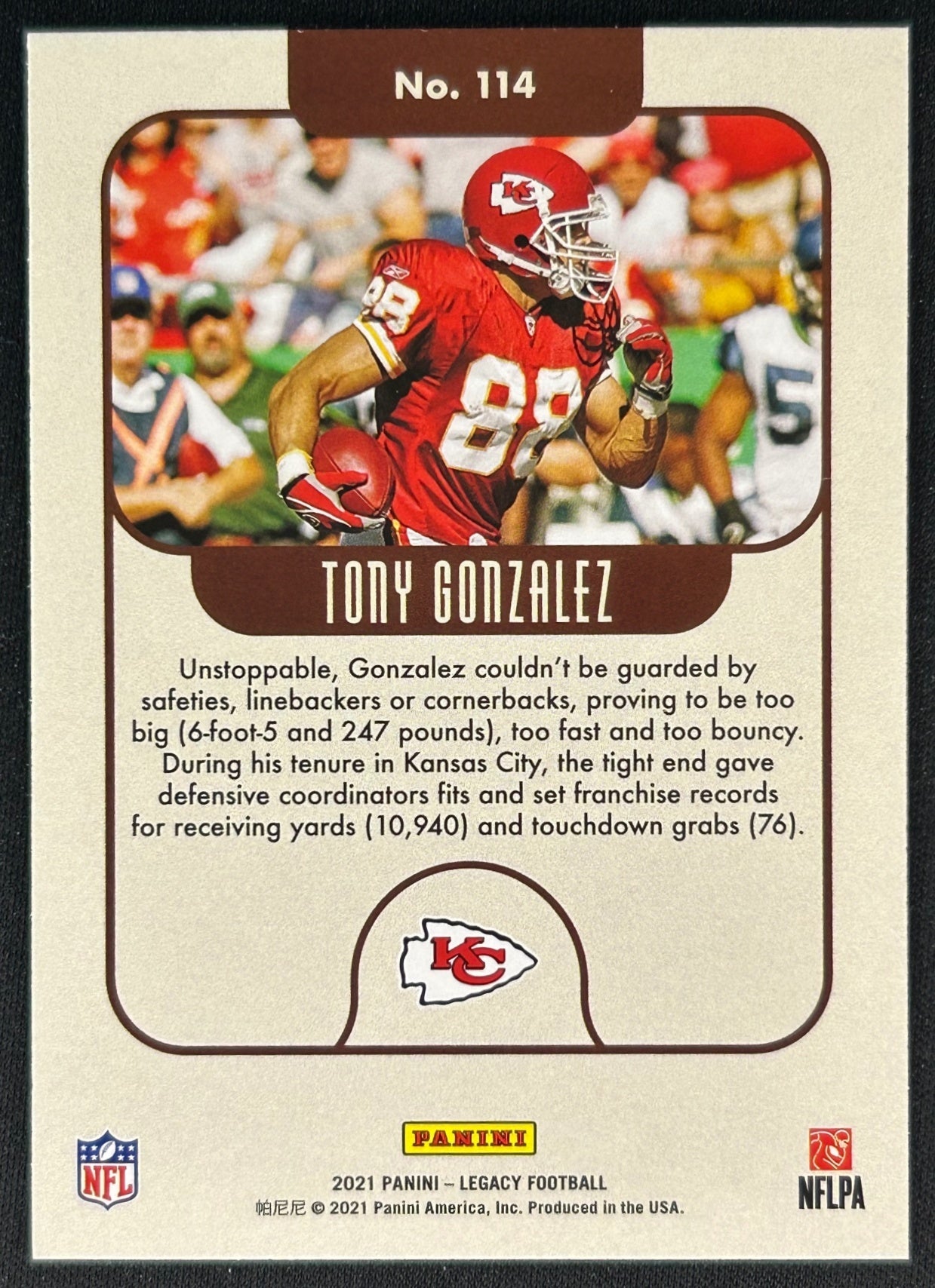 Tony Gonzalez 2021 Legacy back