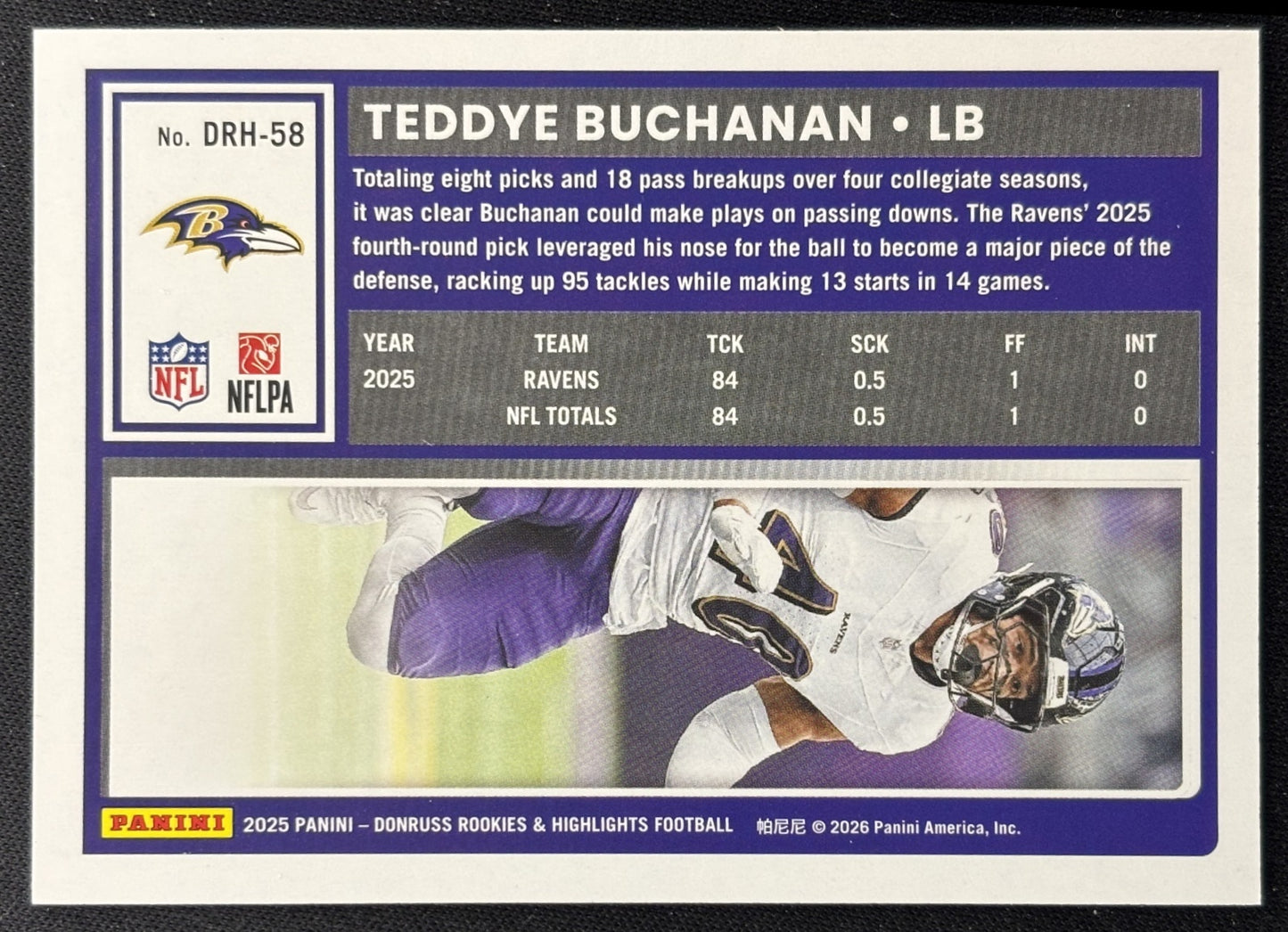 Teddye Buchanan 2025 Panini Donruss Rookies & Highlights Ravens Sports Trading Cards