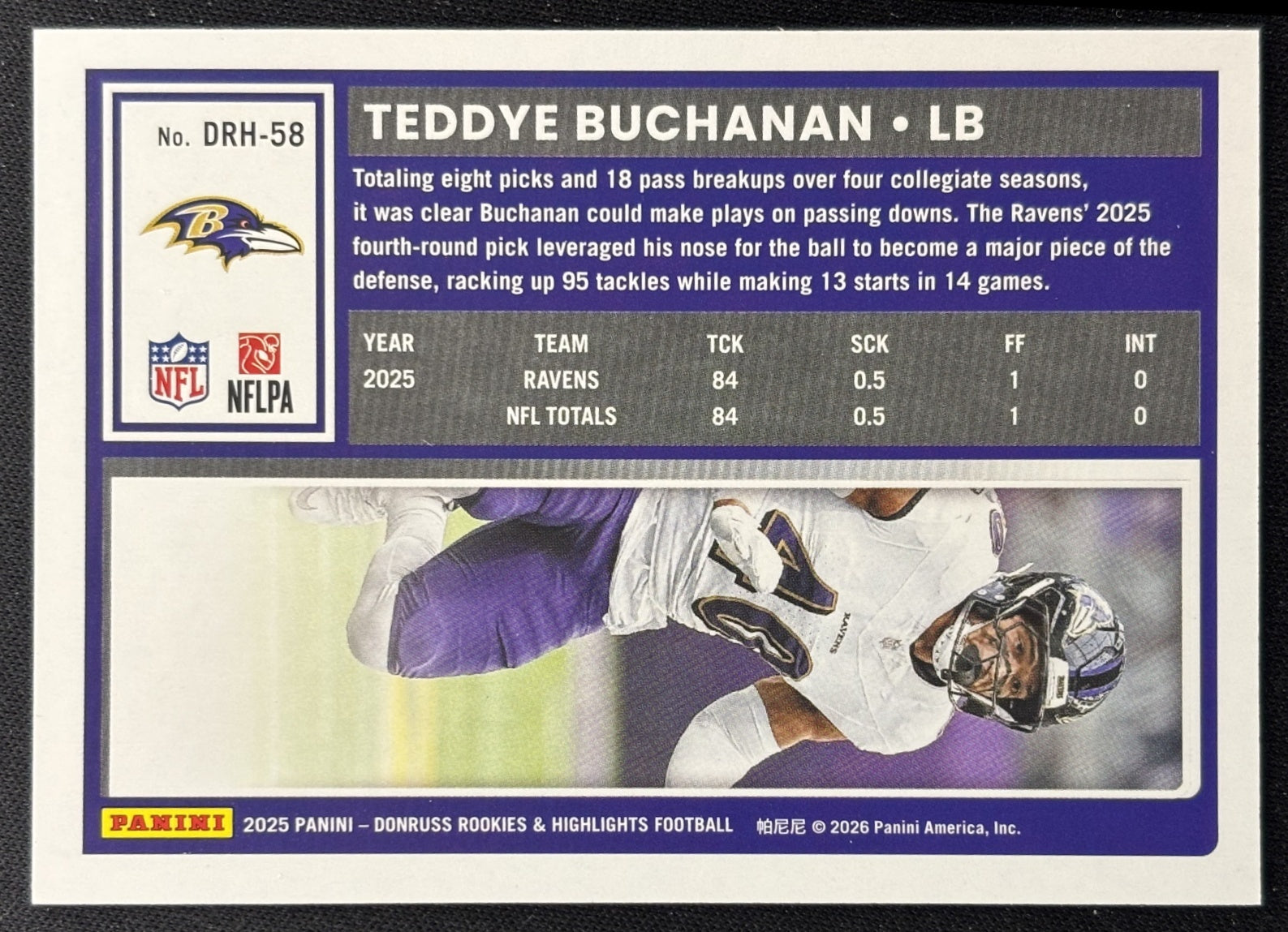 Teddye Buchanan 2025 Panini Donruss Rookies & Highlights Ravens Sports Trading Cards