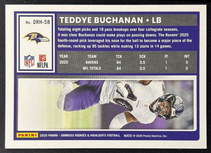 Teddye Buchanan 2025 Panini Donruss Rookies & Highlights Ravens Sports Trading Cards