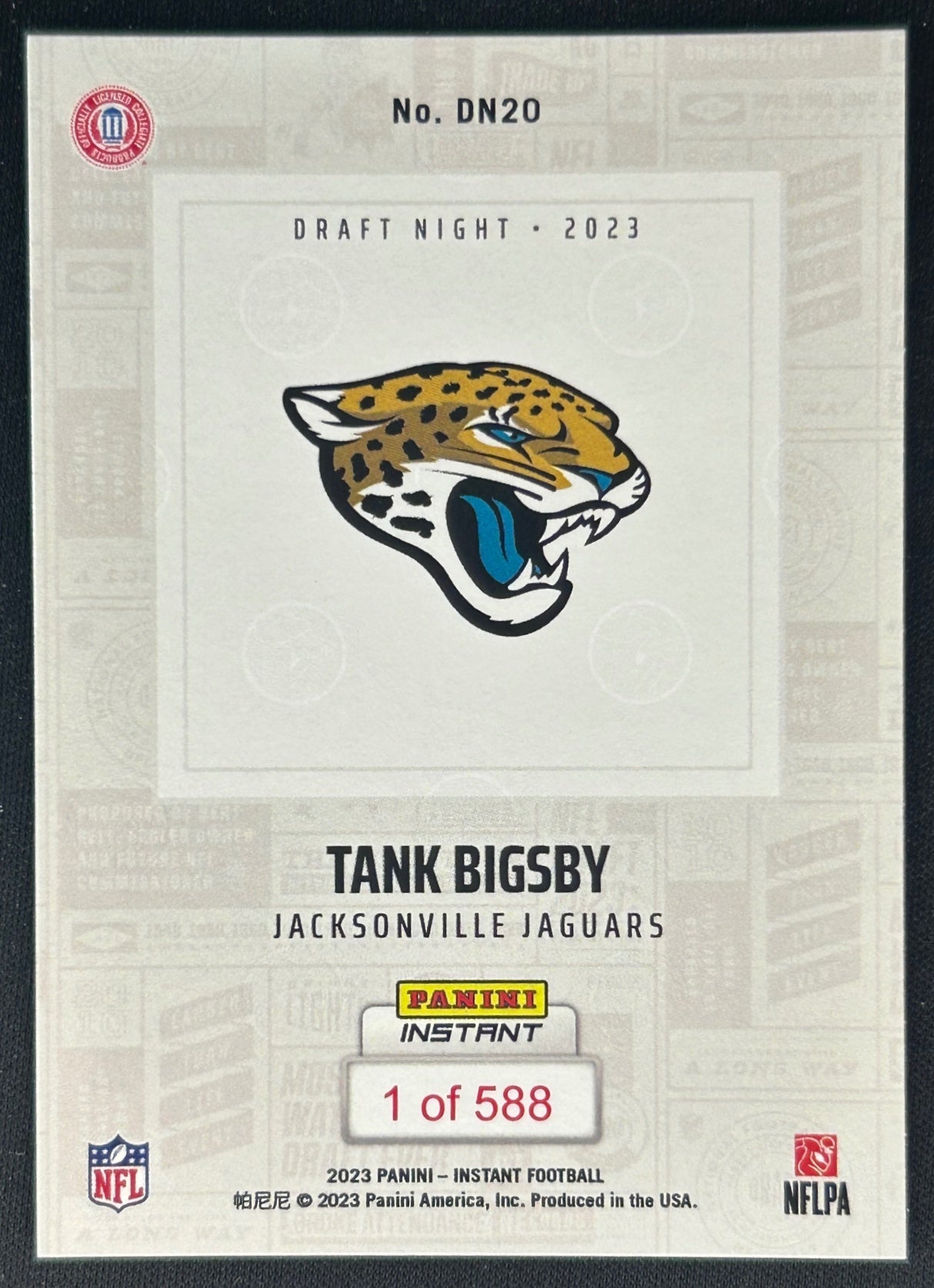 Tank Bigsby 2023 Panini Instant NFL Draft Night Jaguars Sports Trading Cards
