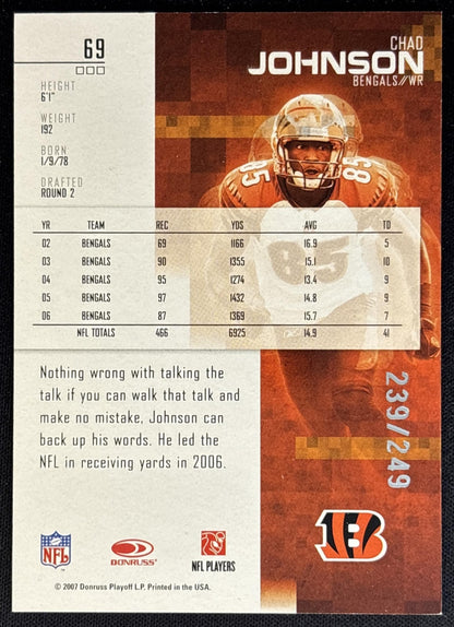 Chad Johnson 2008 Leaf Rookies & Stars Longevity Ruby /249 Bengals back