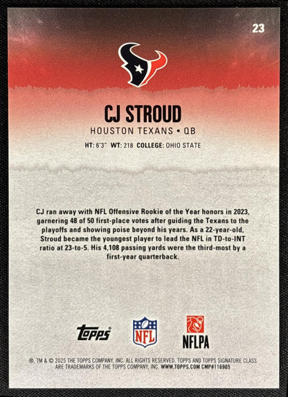 CJ Stroud 2025 Signature Class Chrome Veteran Magenta Refractor /250 Texans