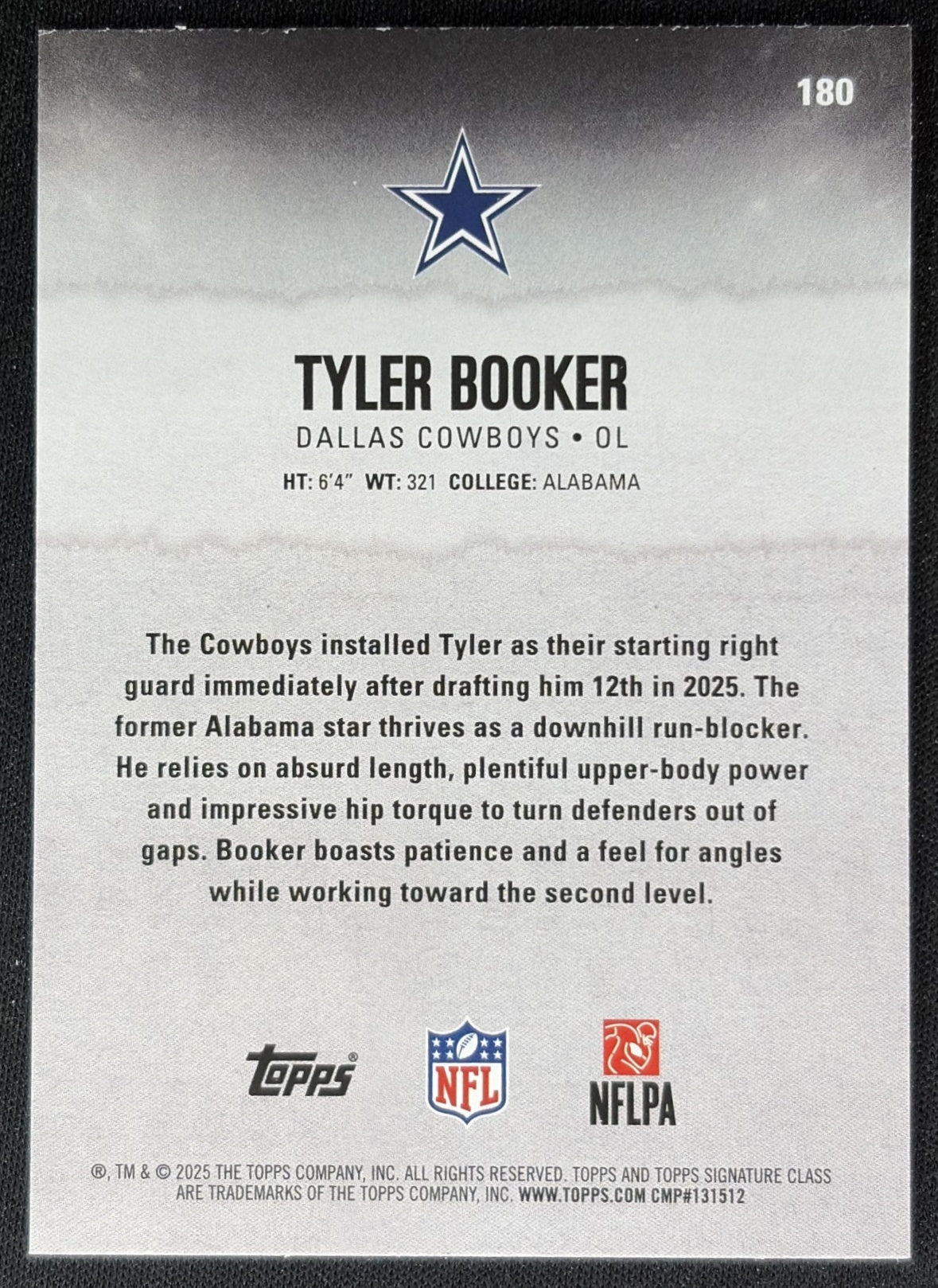 Tyler Booker 2025 Topps Signature Class Rookie Red & Black Foil Cowboys Sports Trading Cards
