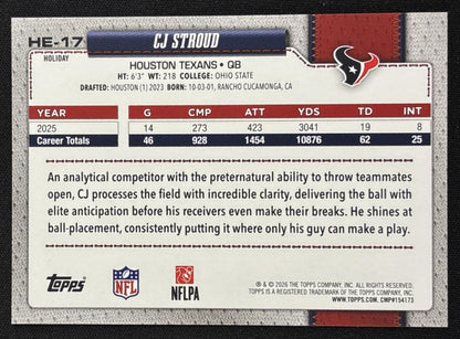 CJ Stroud 2026 Topps Holiday Hidden Elf Texans Sports Trading Card