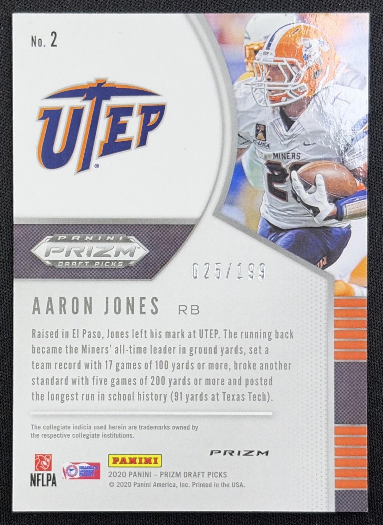 Aaron Jones 2020 Panini Prizm Draft Picks Prizms Purple And Green /199
