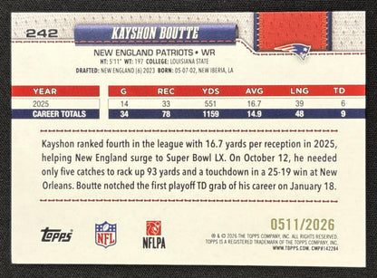 Kayshon Boutte 2026 Topps Gold /2026 Patriots
