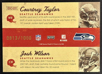 Courtney Taylor Josh Wilson 2007 Playoff Contenders Draft Class /1000 Seahawks 2