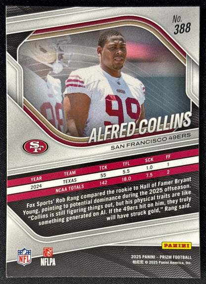 Alfred Collins 2025 Prizm 49ers Sports Trading Card