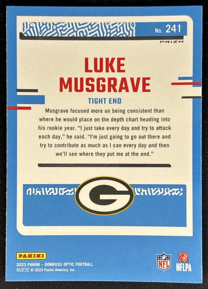Luke Musgrave 2023 Panini Donruss Optic Blue Scope Prizm Packers