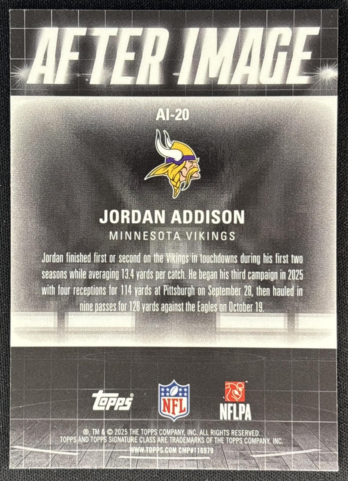 Jordan Addison 2025 Topps Signature Class After Image Vikings Sports Trading Cards