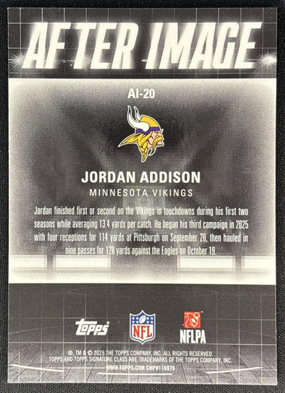 Jordan Addison 2025 Topps Signature Class After Image Vikings Sports Trading Cards