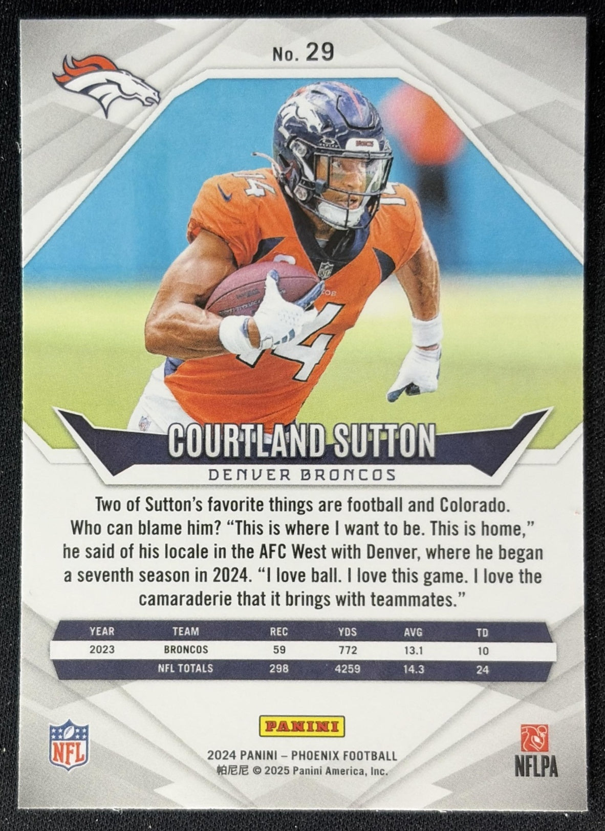 Courtland Sutton 2024 Panini Phoenix International Broncos back