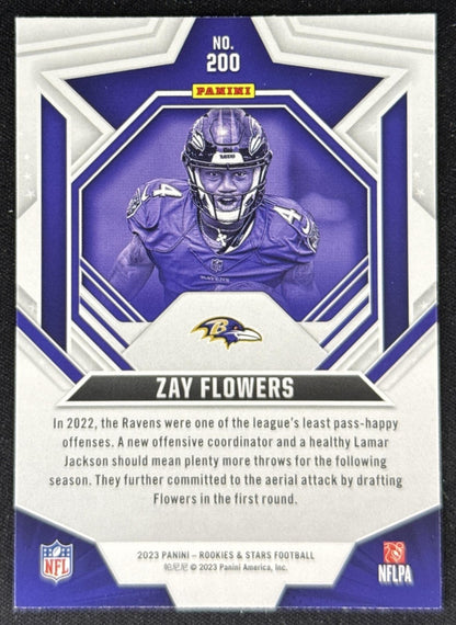 Zay Flowers 2023 Panini Rookies & Stars Ravens Baltimore Ravens Sports Trading Card