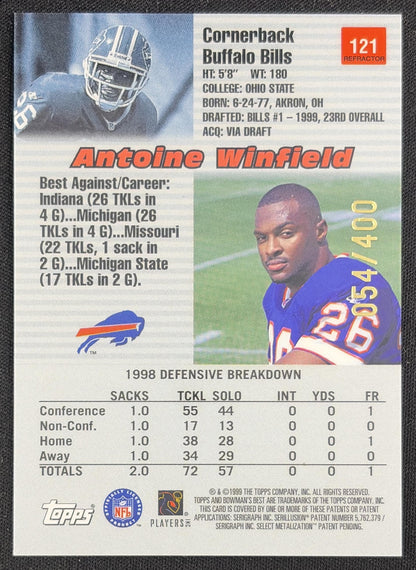 Antoine Winfield 1999 Bowman's Best Refractor /400 Bills Sports Trading Card