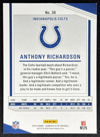 Anthony Richardson 2024 Panini Donruss Elite Status Sparkle /299 Colts Sports Trading Card