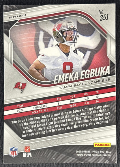 Emeka Egbuka 2025 Panini Prizm White Disco Buccaneers back