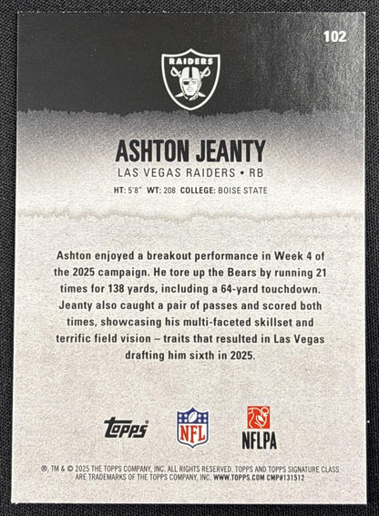 Ashton Jeanty 2025 Topps Signature Class Rookie Blue & Yellow Foil Raiders