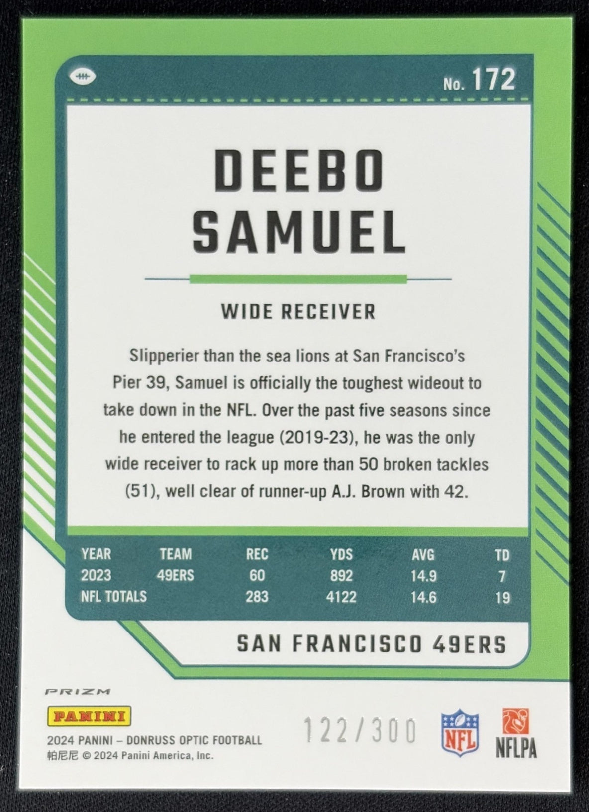 Deebo Samuel 2024 Panini Donruss Optic Wave /300 49ers