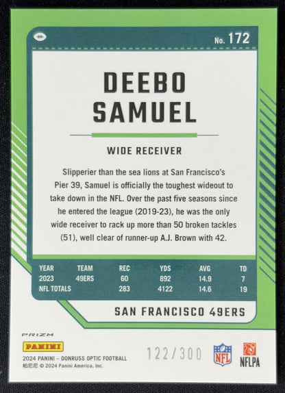 Deebo Samuel 2024 Panini Donruss Optic Wave /300 49ers