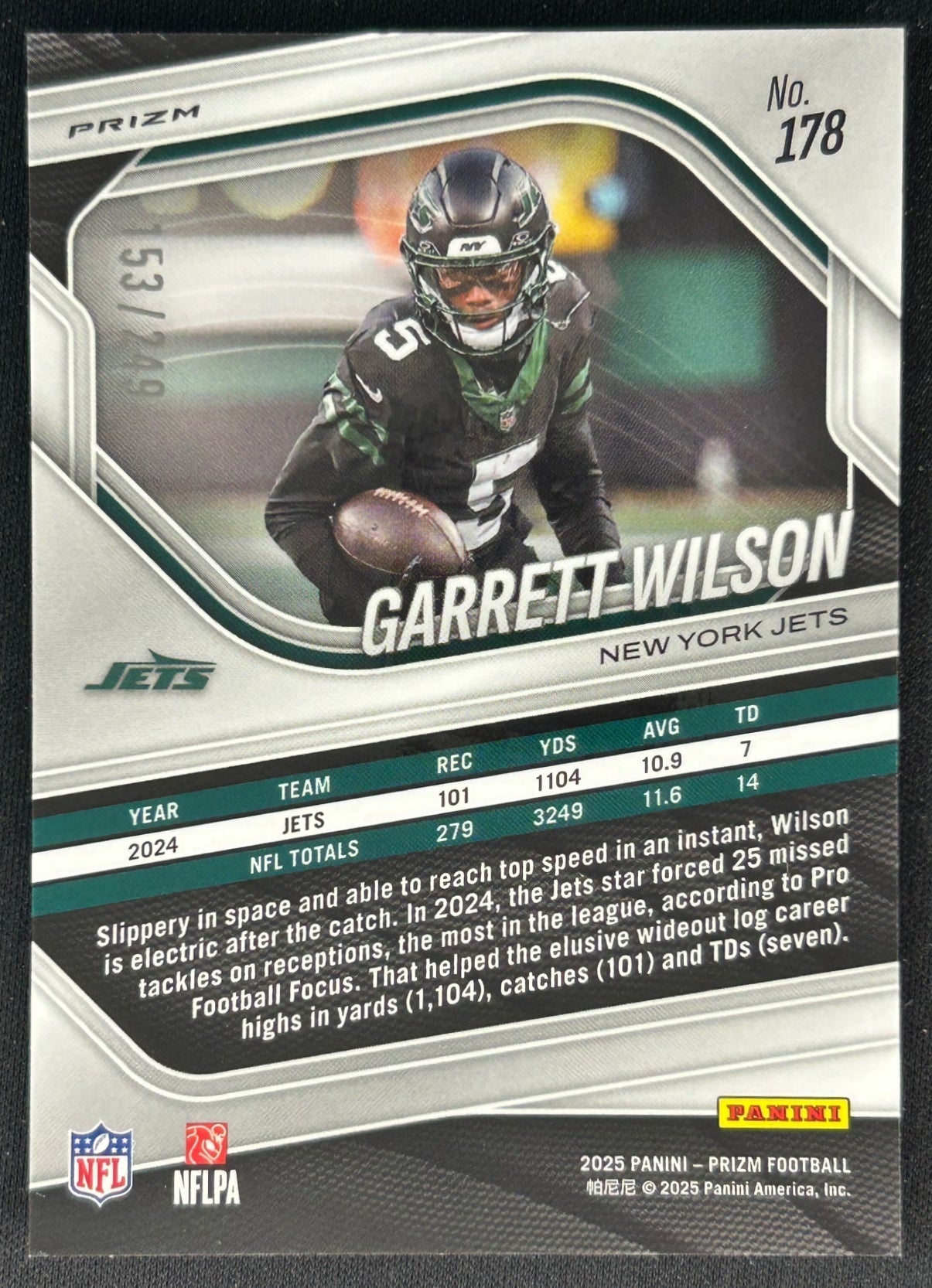Garrett Wilson 2025 Prizm Orange /249 Jets - Back