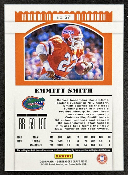 Emmitt Smith 2019 Panini Contenders Draft Picks Gators Cowboys back sports trading card